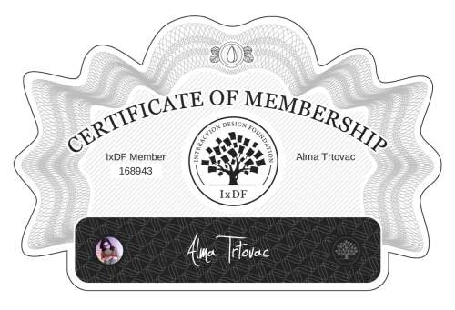 Alma's Certificate of membership