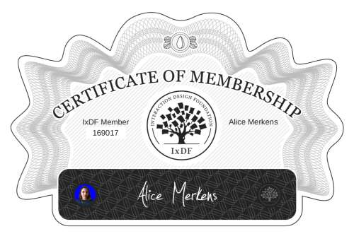 Alice's Certificate of membership