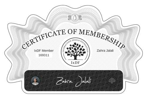 Zahra's Certificate of membership