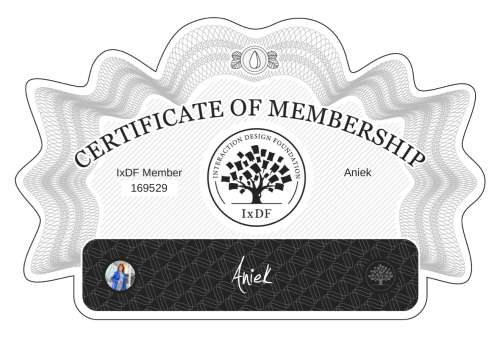 Aniek's Certificate of membership