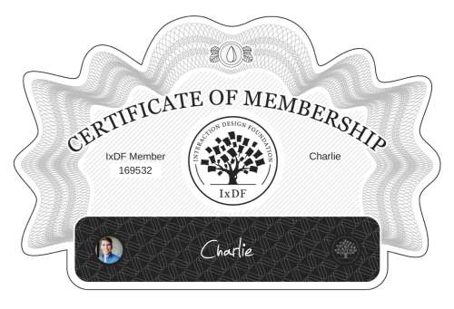 Charlie's Certificate of membership