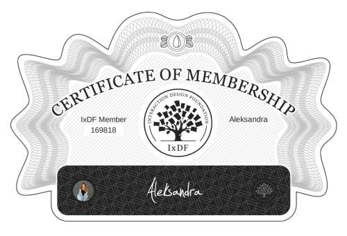 Aleksandra's Certificate of membership