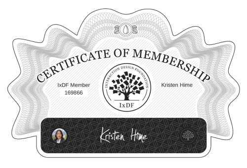 Kristen's Certificate of membership
