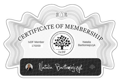 Natalia's Certificate of membership