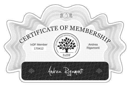 Andrea's Certificate of membership