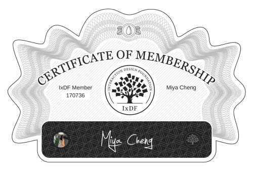 Miya's Certificate of membership