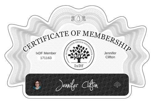 Jennifer's Certificate of membership