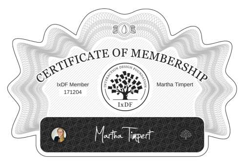 Martha's Certificate of membership