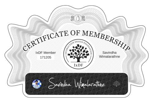 Savindha's Certificate of membership