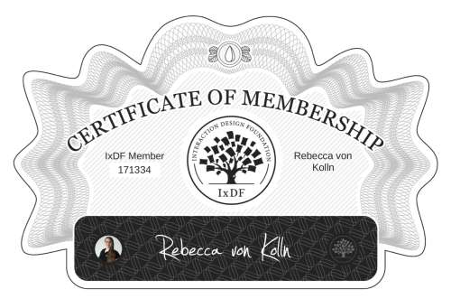 Rebecca's Certificate of membership