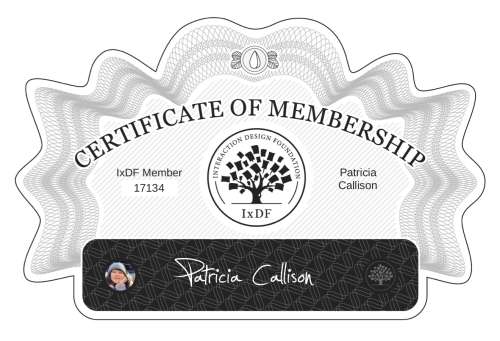 Patricia's Certificate of membership