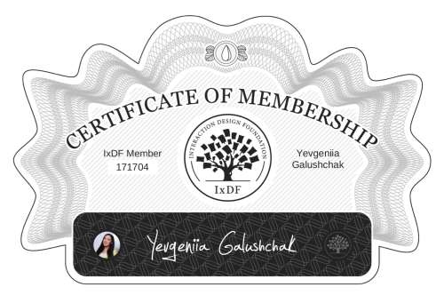 Yevgeniia's Certificate of membership