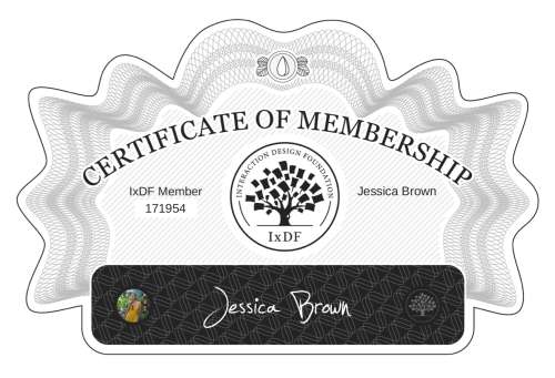 Jessica's Certificate of membership