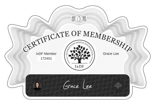 Grace's Certificate of membership
