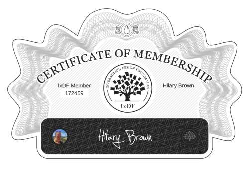Hilary's Certificate of membership