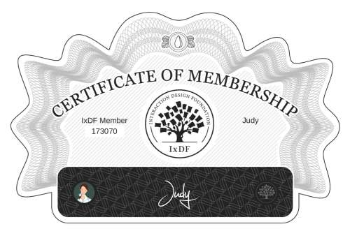 Judy's Certificate of membership
