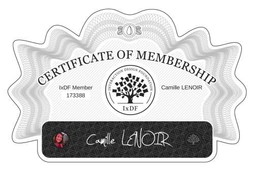 Camille's Certificate of membership