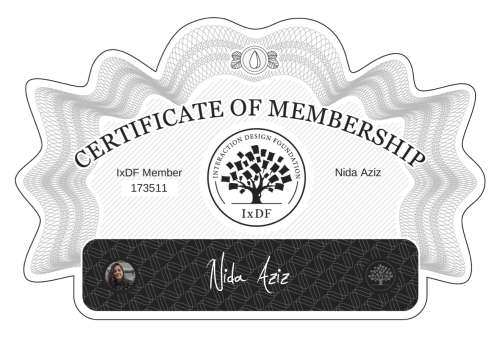 Nida's Certificate of membership