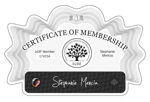 Stephanie's Certificate of membership