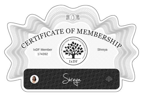 Shreya's Certificate of membership