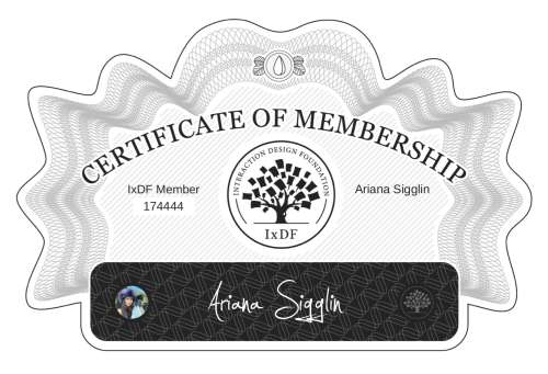 Ariana's Certificate of membership