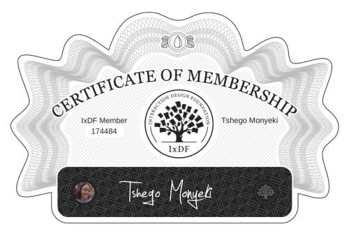 Tshego's Certificate of membership