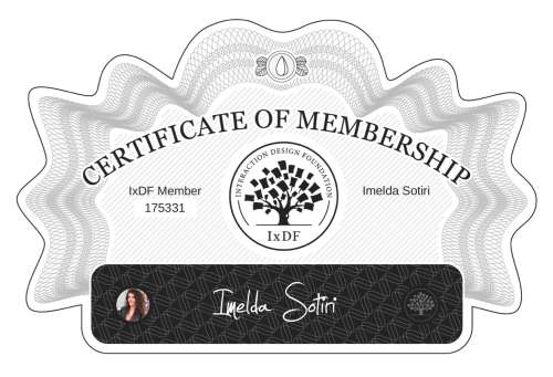 Imelda's Certificate of membership