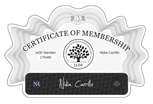 Nidia's Certificate of membership