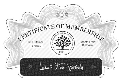 Lisbeth's Certificate of membership