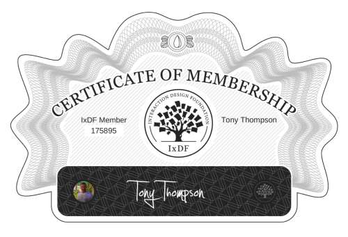 Tony's Certificate of membership