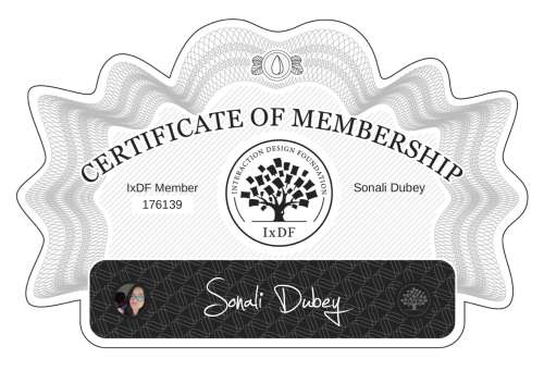 Sonali's Certificate of membership