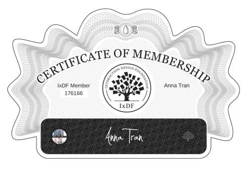 Anna's Certificate of membership