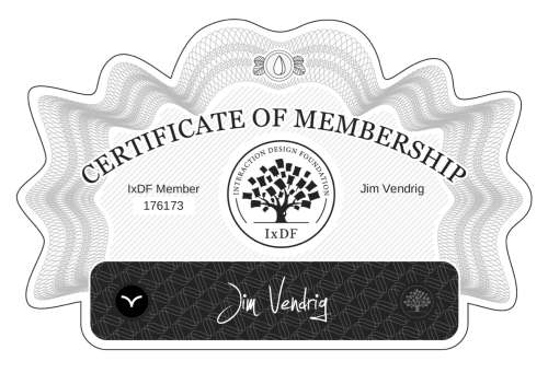 Jim's Certificate of membership