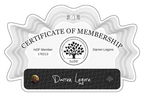 Darren's Certificate of membership
