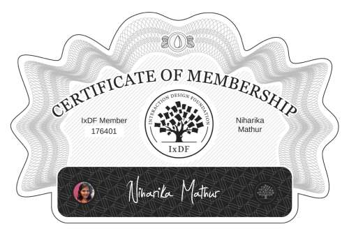 Niharika's Certificate of membership