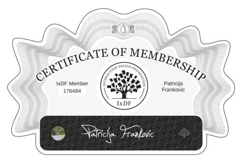 Patricija's Certificate of membership