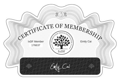Emily's Certificate of membership