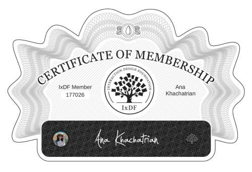 Ana's Certificate of membership