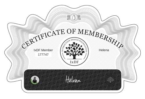 Helena's Certificate of membership