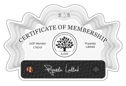 Priyanka's Certificate of membership