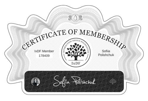 Sofiia's Certificate of membership