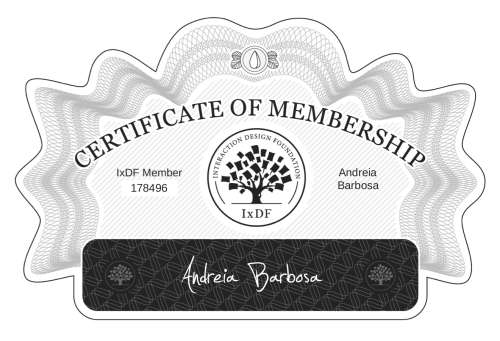 Andreia's Certificate of membership