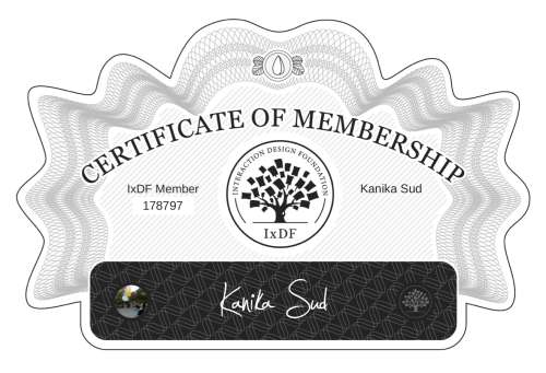 Kanika's Certificate of membership