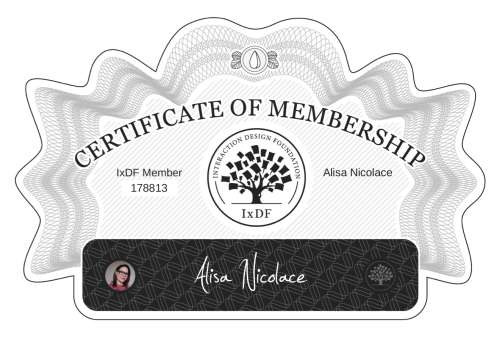 Alisa's Certificate of membership