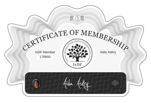 Aida's Certificate of membership