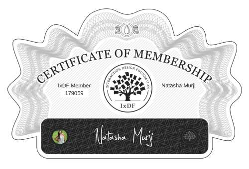 Natasha's Certificate of membership