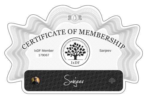 Sanjeev's Certificate of membership