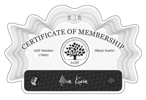 Allison's Certificate of membership