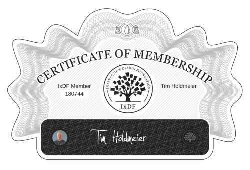 Tim's Certificate of membership