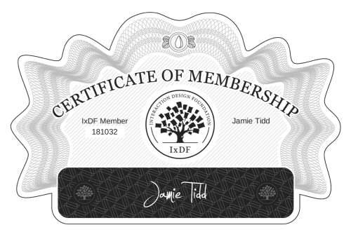 Jamie's Certificate of membership
